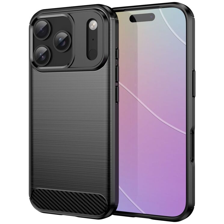 Защитный чехол UniCase Carbon для Apple iPhone 17 Pro - Black: фото 1 из 11