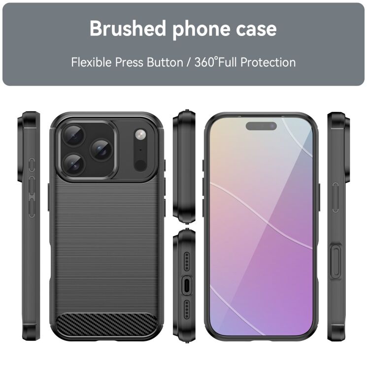 Защитный чехол UniCase Carbon для Apple iPhone 17 Pro - Black: фото 3 из 11
