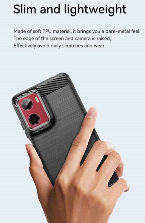 Защитный чехол UniCase Carbon для Motorola Moto G05 / Moto E15 - Black: фото 10 из 11