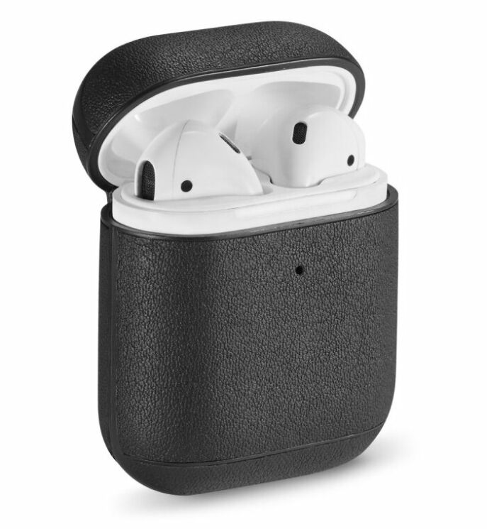 Защитный чехол UniCase Leather Cover для Apple AirPods 1 / 2 - Black: фото 1 из 14