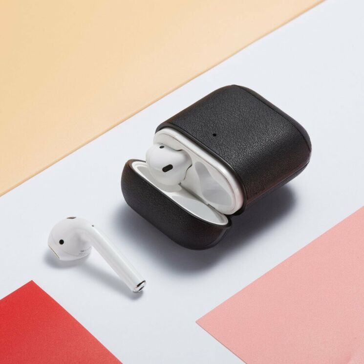 Защитный чехол UniCase Leather Cover для Apple AirPods 1 / 2 - Black: фото 13 из 14