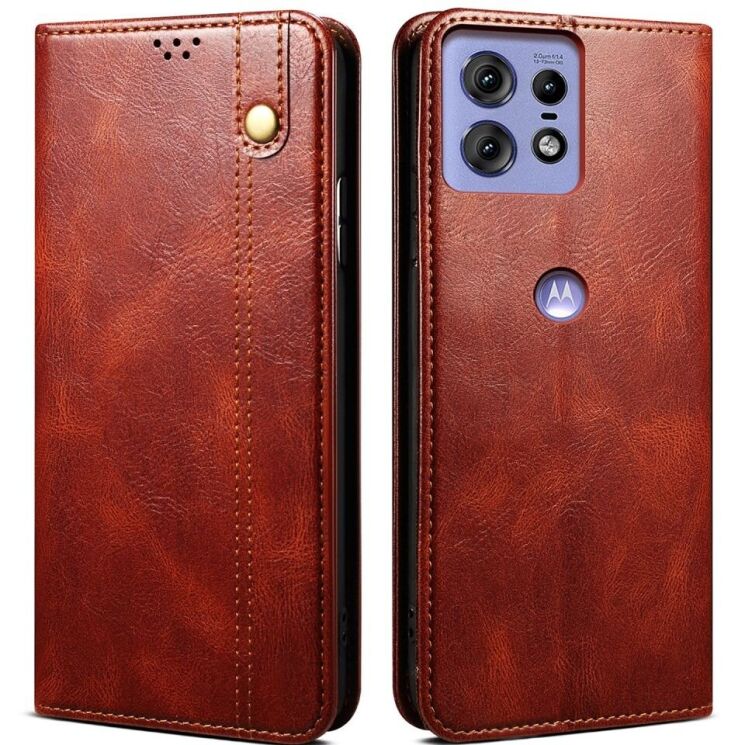 Защитный чехол UniCase Leather Wallet для Motorola Edge 50 Pro - Brown: фото 1 из 6