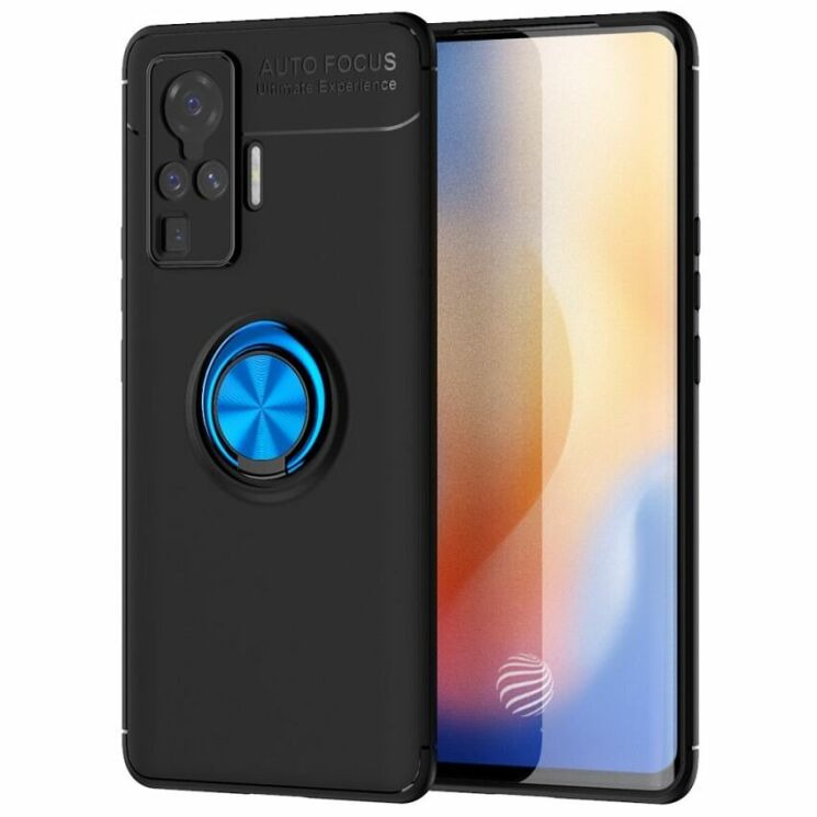 Чехол с магнитным кольцом UniCase Magnetic Ring для VIVO X50 Pro - Black / Blue: фото 1 из 16