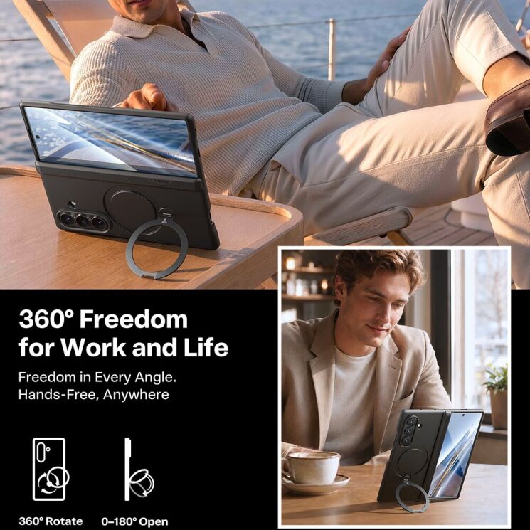 Защитный комплект TORRAS Ostand Q3 Spin with MagSafe (FF) для Samsung Galaxy Fold 8 Ultra - Purple: фото 3 из 9