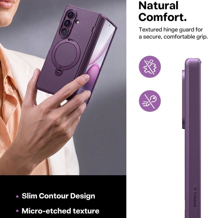 Защитный комплект TORRAS Ostand Q3 Spin with MagSafe (FF) для Samsung Galaxy Fold 8 Ultra - Purple: фото 6 из 9