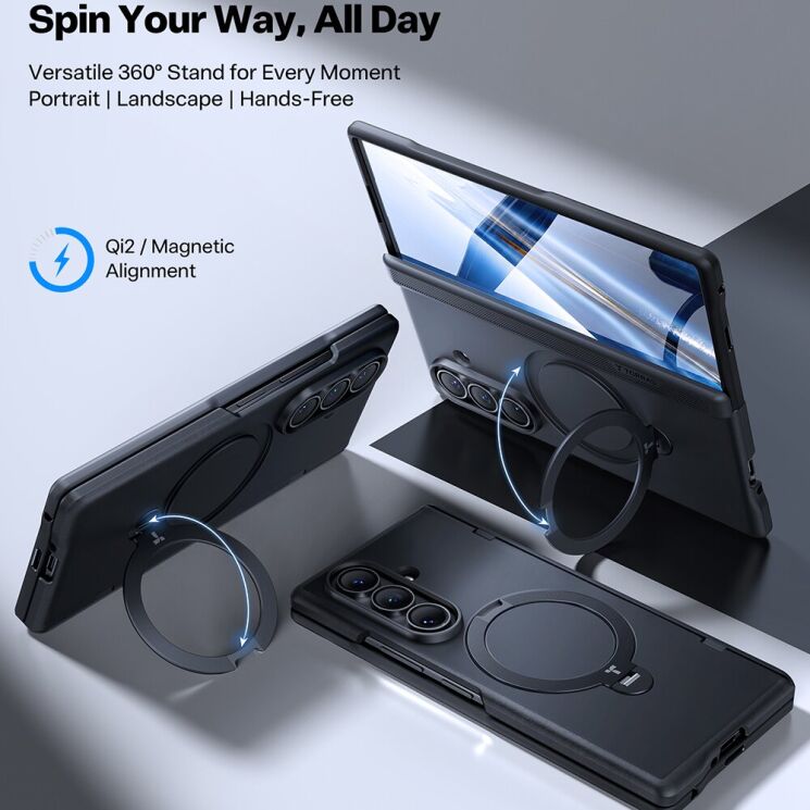 Защитный комплект TORRAS Ostand Q3 Spin with MagSafe (FF) для Samsung Galaxy Fold 8 Ultra - Purple: фото 2 из 9