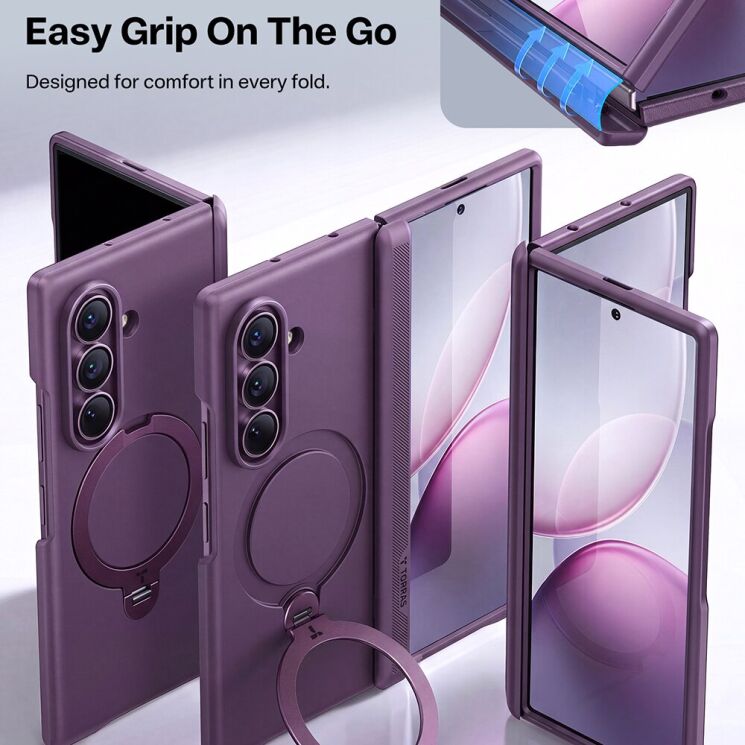 Защитный комплект TORRAS Ostand Q3 Spin with MagSafe (FF) для Samsung Galaxy Fold 8 Ultra - Purple: фото 8 из 9