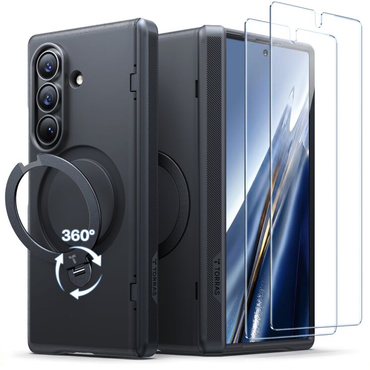 Защитный комплект TORRAS Ostand Q3 Spin with MagSafe (FF) для Samsung Galaxy Fold 8 Ultra - Black: фото 1 из 9