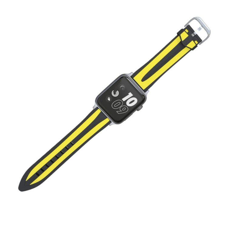 Ремінець UniCase Soft Strap для Apple Watch 46 / 45 / 44 / SE 44 / 42 (Series 1-3) / Ultra / Ultra 2 / Ultra 3 - Black / Yellow: фото 4 з 5