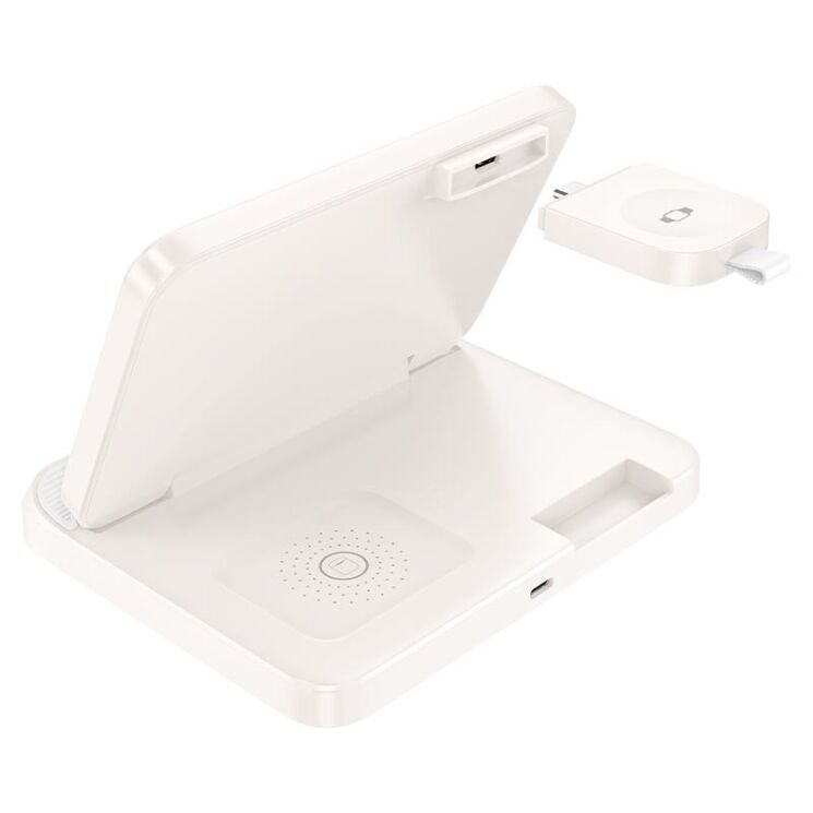 Бездротовий зарядний пристрій Hoco CQ7 3 in 1 (15W) Wireless Charging - Milky White: фото 2 з 6