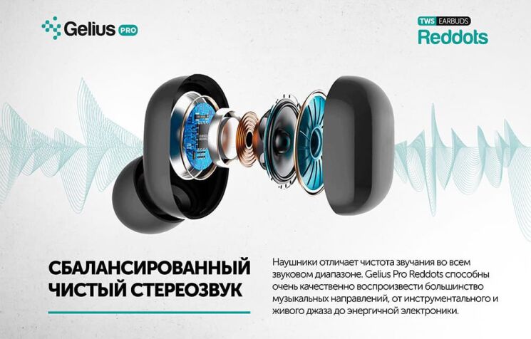Беспроводные наушники Gelius Pro Reddots TWS Earbuds GP-TWS010 - Black: фото 23 из 25