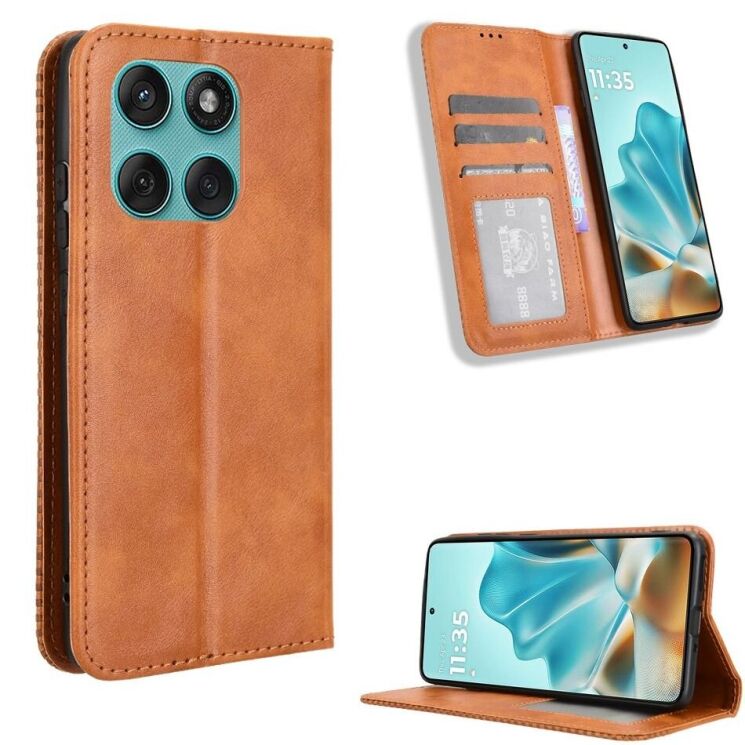 Чехол Deexe Retro Style для Motorola Edge 60 / Edge 60 Fusion - Brown: фото 1 из 18