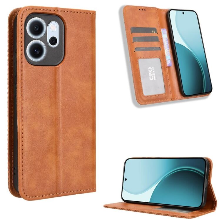 Чохол Deexe Retro Style для OPPO Reno 14 F/FS - Brown: фото 2 з 19