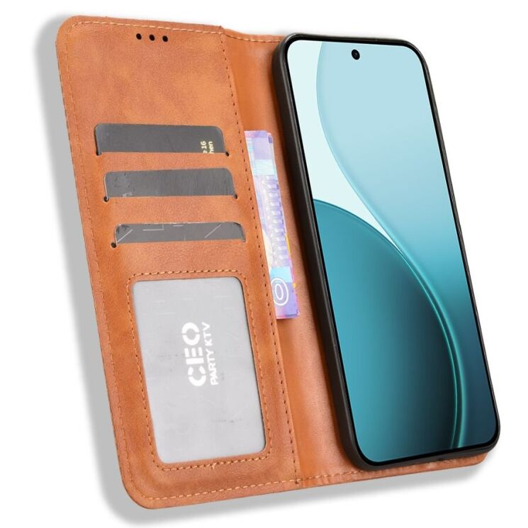 Чохол Deexe Retro Style для OPPO Reno 14 F/FS - Brown: фото 6 з 19