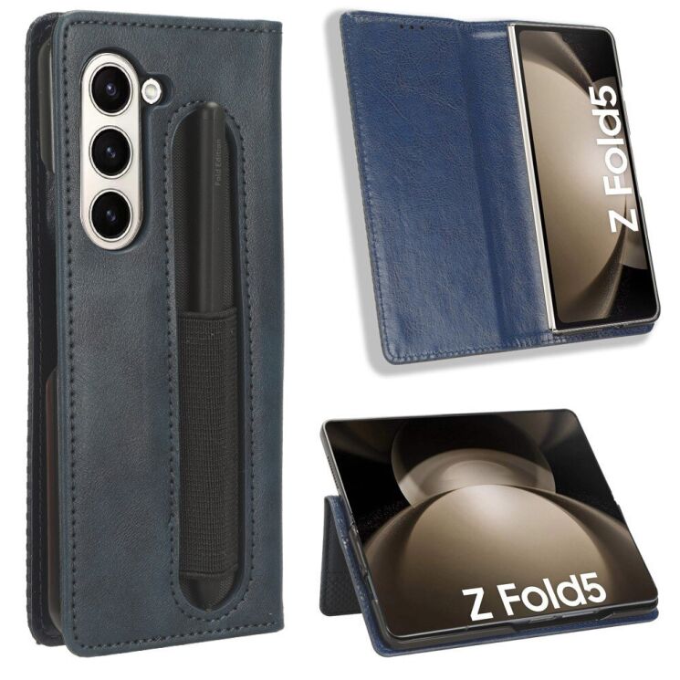 Чехол Deexe Retro Style (FF) для Samsung Galaxy Fold 5 - Blue: фото 4 из 6