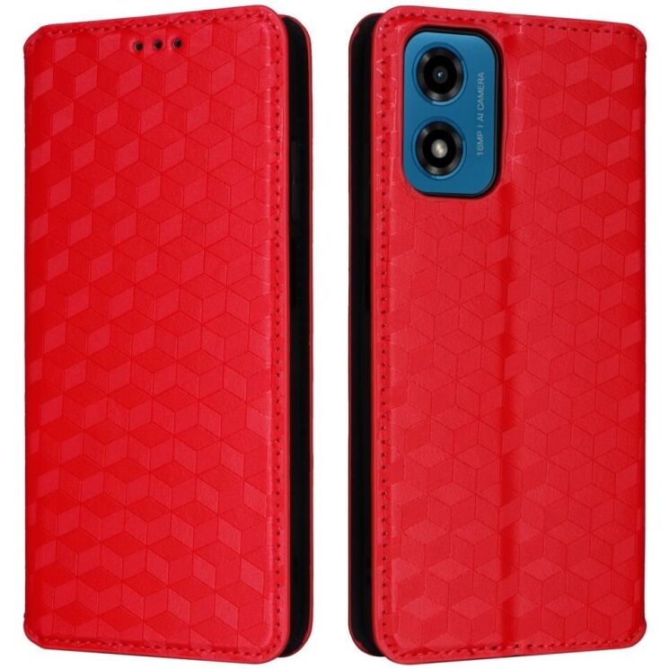 Чехол Deexe Rhombus Book для Motorola Moto G24 / G24 Power / G04 - Red: фото 1 из 6