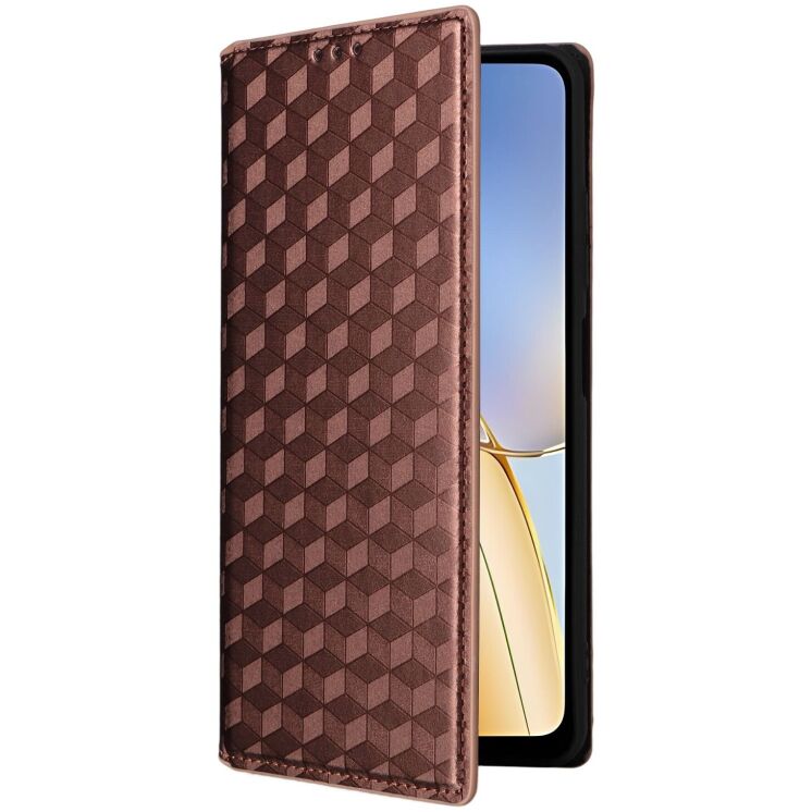 Чехол Deexe Rhombus Book для ZTE Blade A56 - Brown: фото 6 из 10