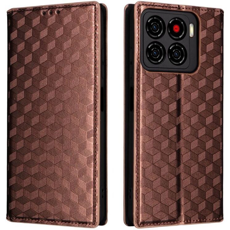 Чехол Deexe Rhombus Book для ZTE Blade A56 - Brown: фото 1 из 10