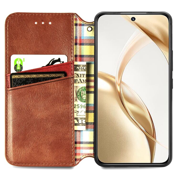Чехол Deexe Rhombus Wallet для Honor 200 - Brown: фото 2 из 9
