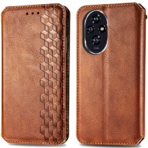 Чехол Deexe Rhombus Wallet для Honor 200 - Brown: фото 1 из 9