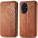 Чехол Deexe Rhombus Wallet для Honor 200 - Brown (364143Z). Фото 1 из 9