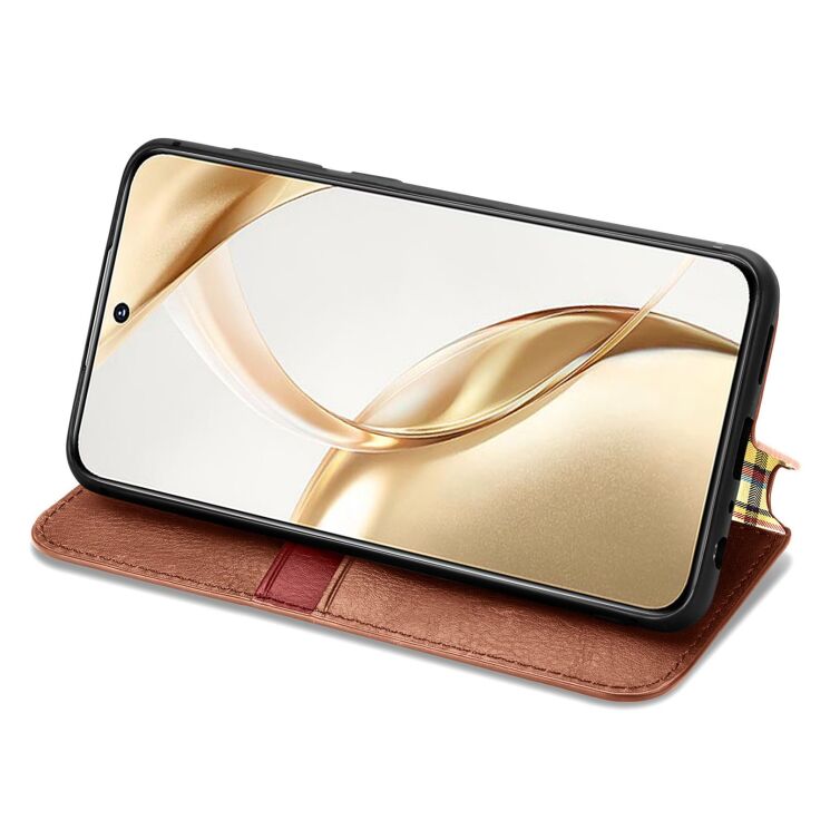 Чехол Deexe Rhombus Wallet для Honor 200 - Brown: фото 3 из 9