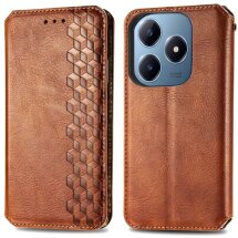 Чехол Deexe Rhombus Wallet для Realme C63 - Brown: фото 1 из 9