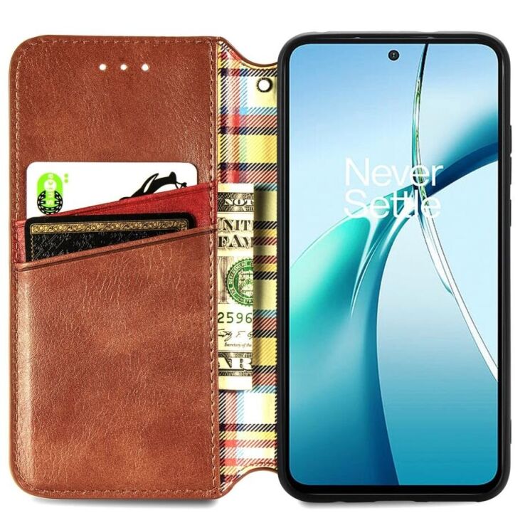Чехол Deexe Rhombus Wallet для Xiaomi Redmi Note 14 4G - Brown: фото 3 из 10