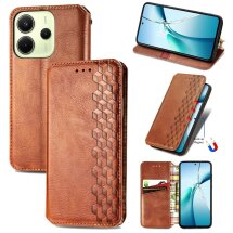 Чехол Deexe Rhombus Wallet для Xiaomi Redmi Note 14 4G - Brown: фото 1 из 10