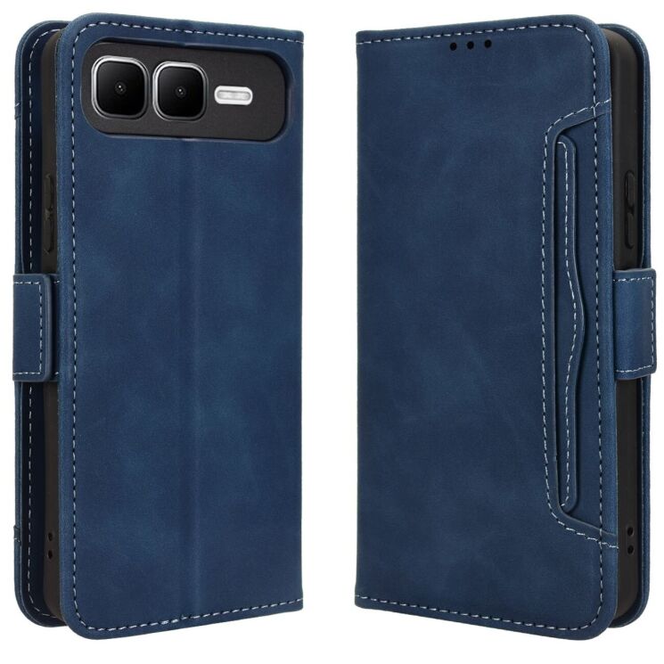 Чохол Deexe Wallet Stand для Infinix Smart 10 Plus - Blue: фото 1 з 14