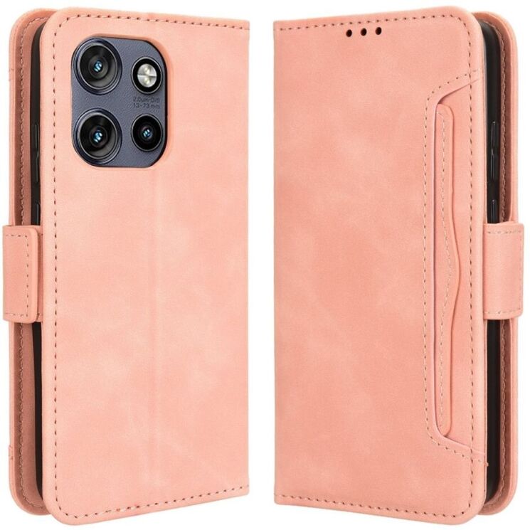 Чехол Deexe Wallet Stand для Motorola Edge 50 Neo - Pink: фото 1 из 7