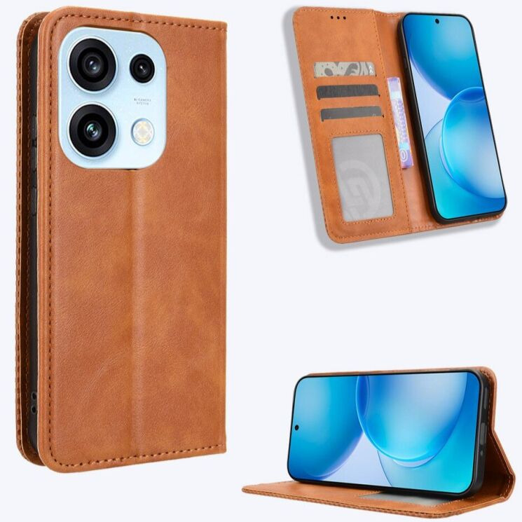 Чехол-книжка Deexe Retro Style для OPPO Reno 16 / 16 Pro - Brown: фото 2 из 18
