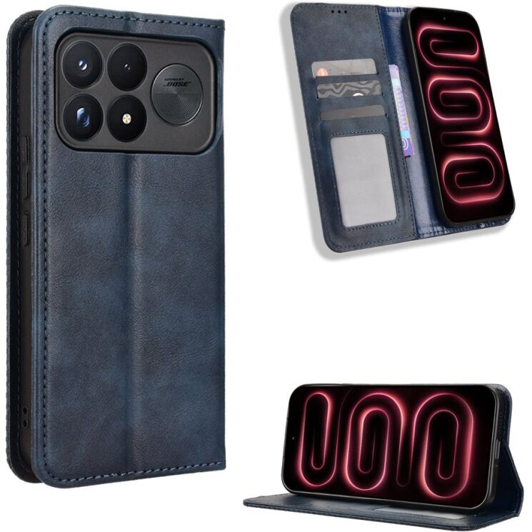 Чехол-книжка Deexe Retro Style для Xiaomi Poco F9 Ultra - Blue: фото 2 из 20