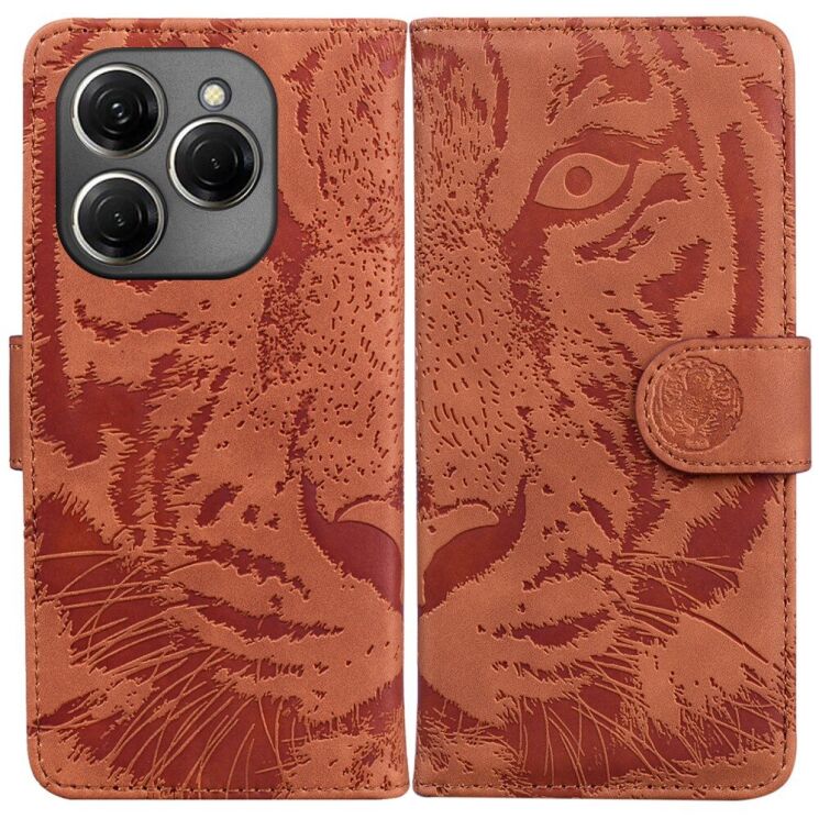 Чехол-книжка Deexe Tiger для TECNO Spark 20 Pro - Brown: фото 1 из 7