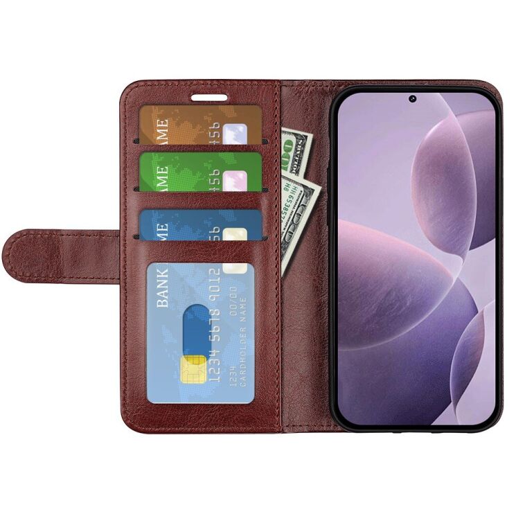 Чехол-книжка Deexe Wallet Style для Xiaomi Poco F6 Pro - Brown: фото 2 из 6