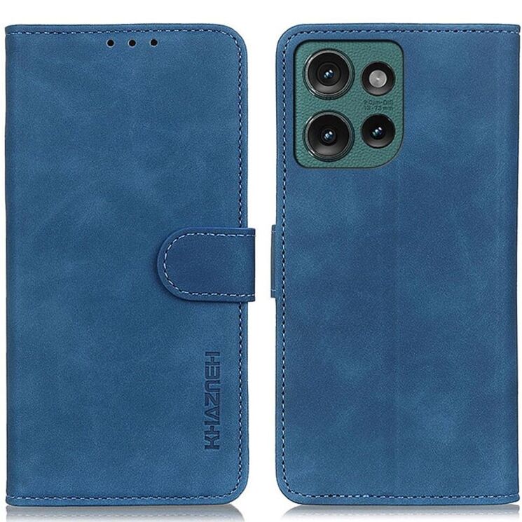 Чехол-книжка KHAZNEH Retro Wallet для Motorola Edge 50 Neo - Blue: фото 1 из 8