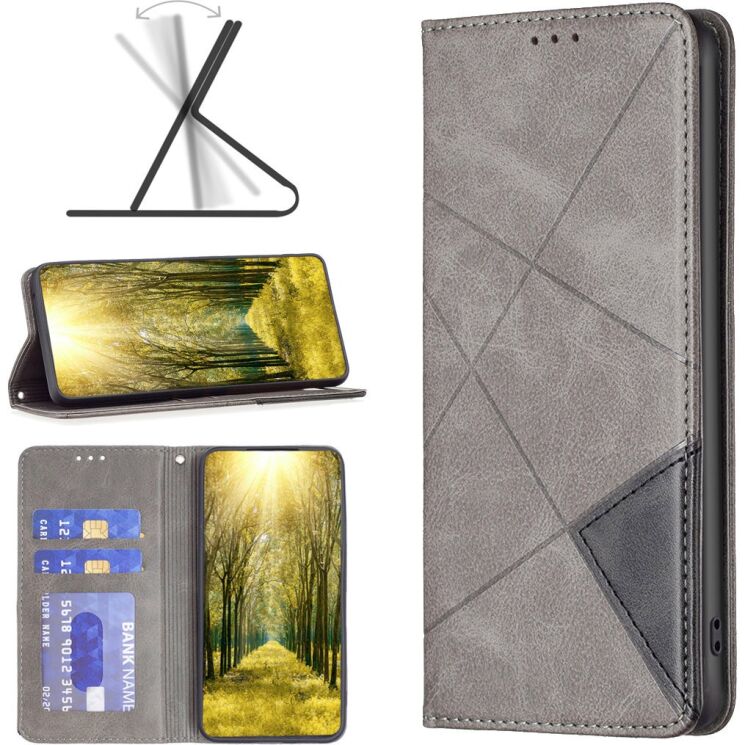 Чохол-книжка з кишеньками UniCase Geometric Pattern для Xiaomi Poco X8 Pro Max - Grey: фото 4 з 11