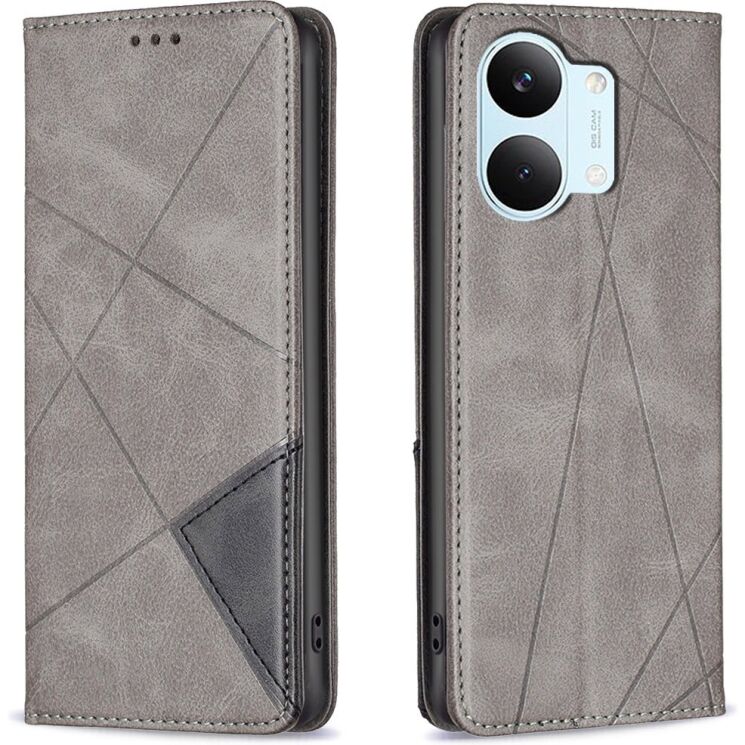 Чохол-книжка з кишеньками UniCase Geometric Pattern для Xiaomi Poco X8 Pro Max - Grey: фото 1 з 11