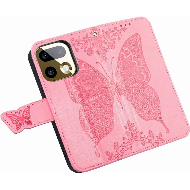 Чехол-книжка с рисунком UniCase Butterfly Pattern для Realme 16 Pro - Pink: фото 2 из 9
