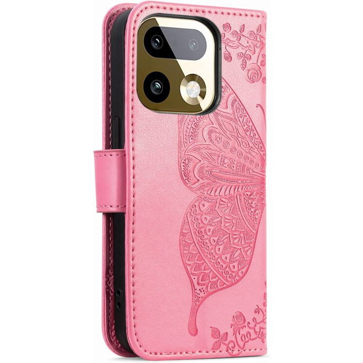 Чехол-книжка с рисунком UniCase Butterfly Pattern для Realme 16 Pro - Pink: фото 6 из 9