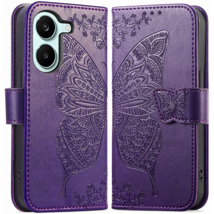 Чехол-книжка с рисунком UniCase Butterfly Pattern для Xiaomi Poco X8 Pro - Dark Purple: фото 1 из 10