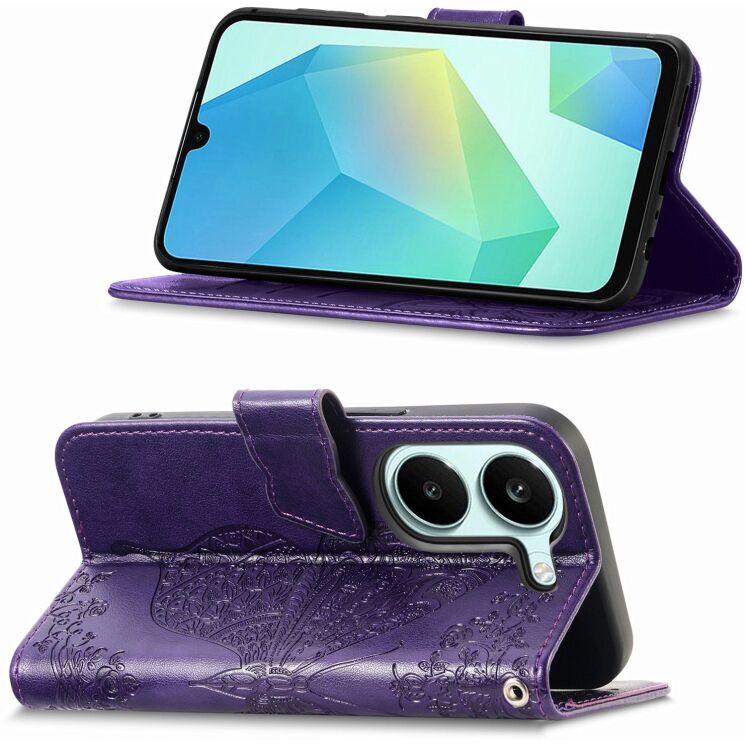 Чехол-книжка с рисунком UniCase Butterfly Pattern для Xiaomi Poco X8 Pro - Dark Purple: фото 2 из 10