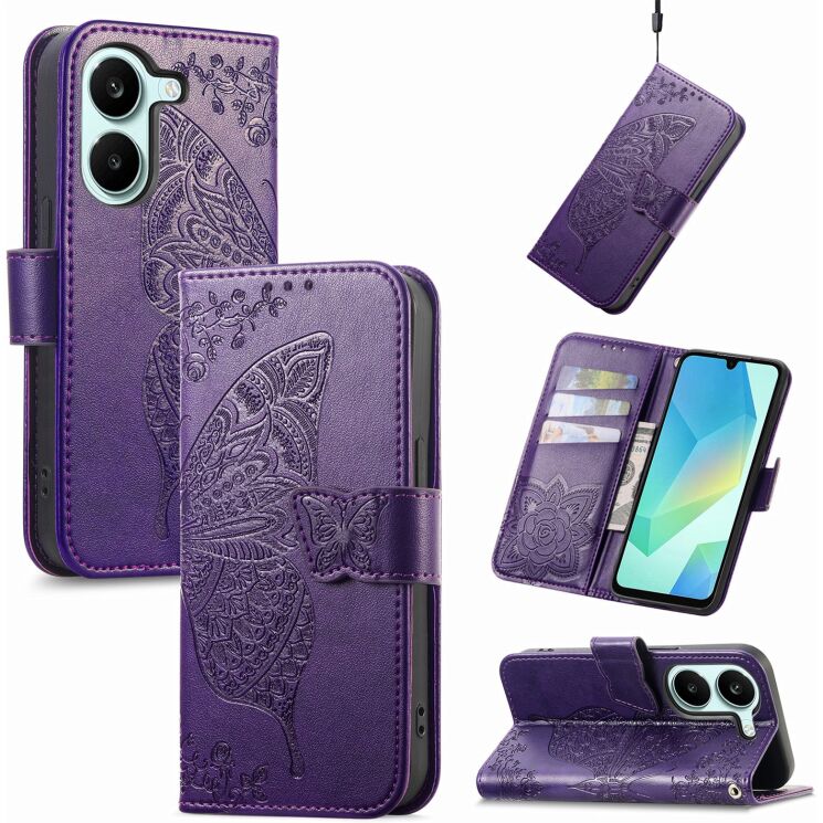 Чехол-книжка с рисунком UniCase Butterfly Pattern для Xiaomi Poco X8 Pro - Dark Purple: фото 4 из 10