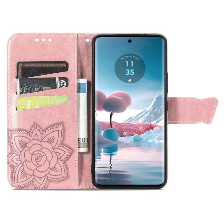 Чехол UniCase Butterfly Pattern для Motorola Edge 40 Neo - Rose Gold: фото 2 из 5