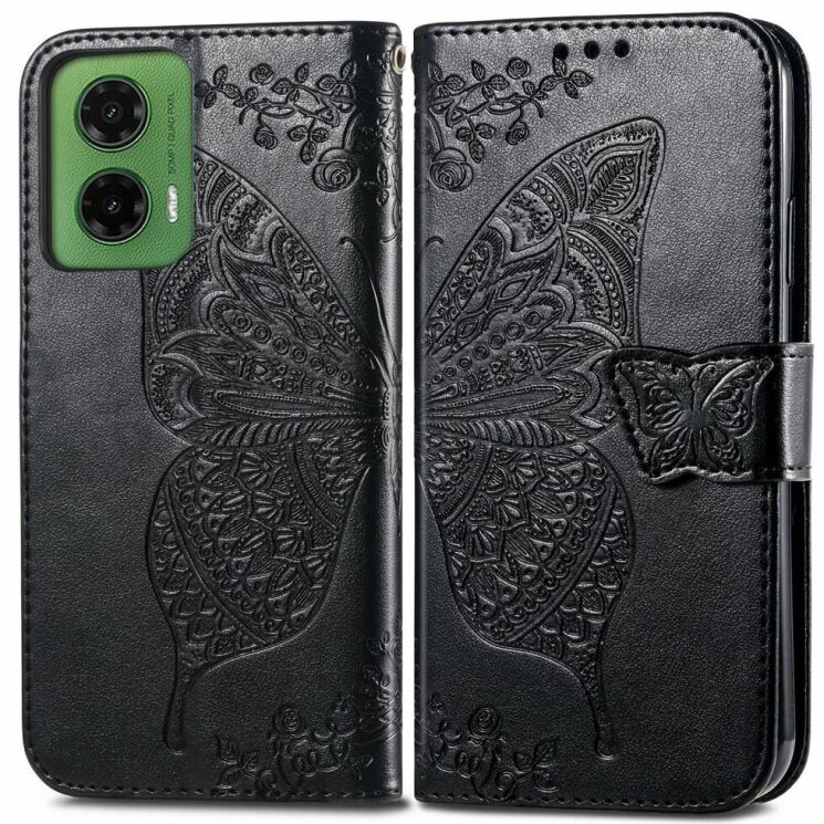 Чехол UniCase Butterfly Pattern для Motorola Moto G35 - Black: фото 1 из 7