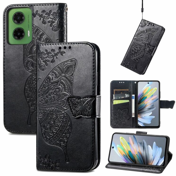 Чехол UniCase Butterfly Pattern для Motorola Moto G35 - Black: фото 4 из 7