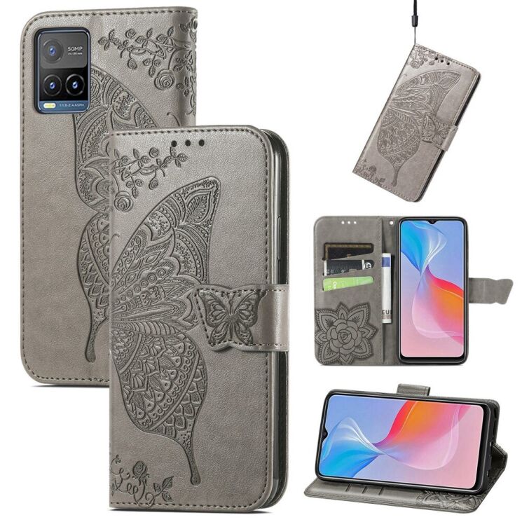 Чохол UniCase Butterfly Pattern для VIVO Y33s / Y21 / Y21s - Grey: фото 4 з 10