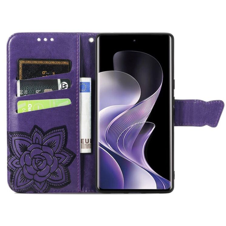 Чехол UniCase Butterfly Pattern для Xiaomi Redmi Note 14 Pro - Dark Purple: фото 3 из 11