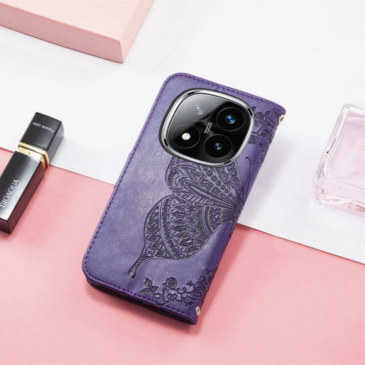Чехол UniCase Butterfly Pattern для Xiaomi Redmi Note 14 Pro - Dark Purple: фото 6 из 11