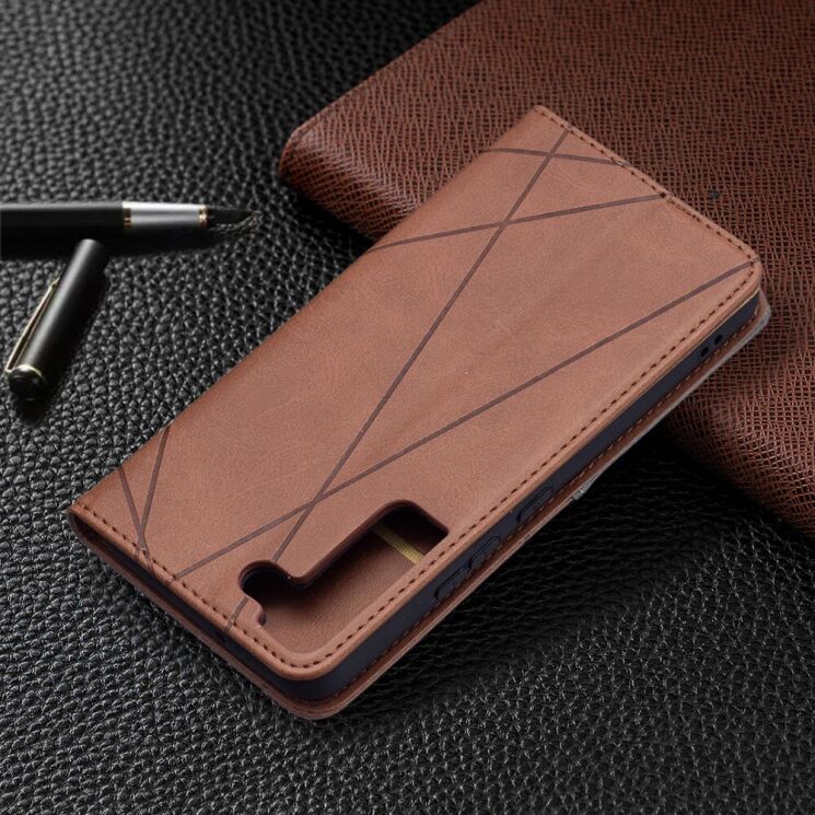 Чехол UniCase Geometric Pattern для Samsung Galaxy S22 (S901) - Brown: фото 5 из 9